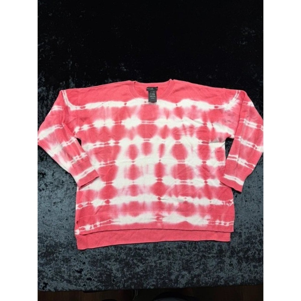 Design History Womens XXL Pink White Tie Dye Lightweight Knit Sweater Cotton